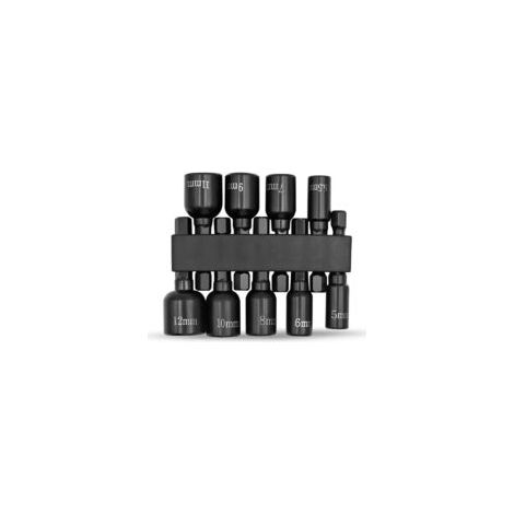 Set di 9 punte esagonali magnetiche da 5-12 mm - Adattatore in metallo nero, senza montaggio/senza alimentatore - Ideale per progetti fai da te - Crezuo