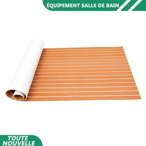 WAOBDLA 240x90cm Tapis Autoadhésif Brown Rectangle EVA Tapis de plancher Bateau Tapis de plancher (1/5)