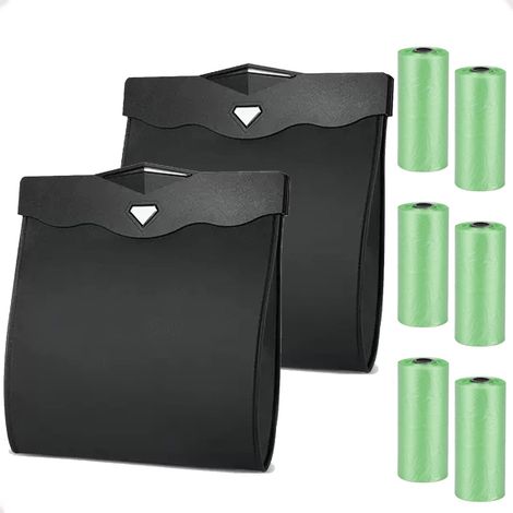 Suspendre poubelle voiture interieur, Poubelle de voiture avec ouverture magnétique à accès rapide, Cuir PU imperméable, accessoire voiture pour siège arrière de voiture (2 Pièces, Noir, L) (1/5)
