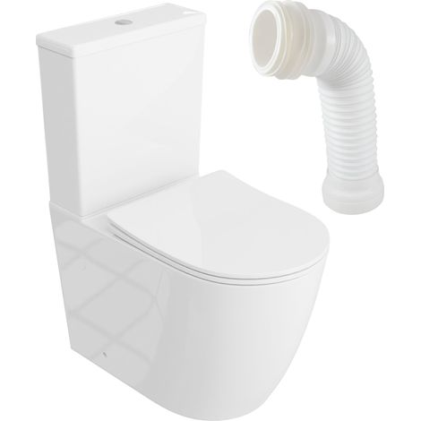 Lavita Nautilius White WC à poser compact sans bride Pack WC compact complet  3/6l  + connecteur WC
