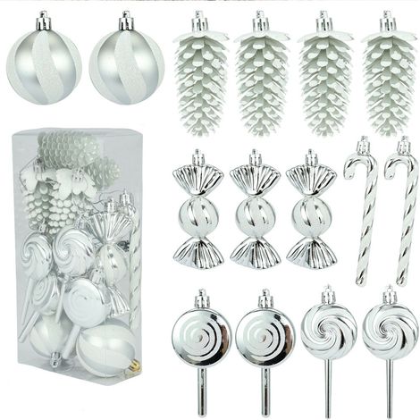 pièces de décorations bonbons boule Noël en avec corde suspension),décorations d'arbre 15 plastique (1/4)