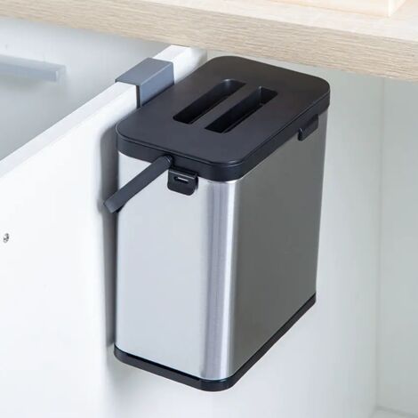 Poub de cuisine, poub, murale pour porte de placard, poub suspendue en acier inoxydable anti-empreintes digitales (3L),2120.513cm (1/5)
