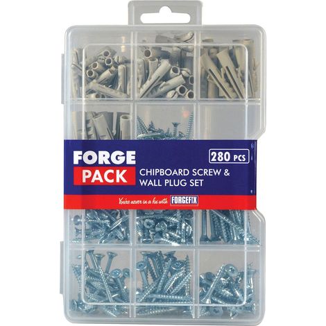 Screw & Wall Plug Kit Forge Pack 280 Piece