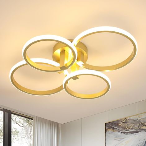 Plafonnier Moderne, 56W 6300LM Luminaire Plafonnier LED Doré 3000K  Rond Lustre LED en Aluminium pour Salon Chambre Cuisine Salle à Manger (1/5)