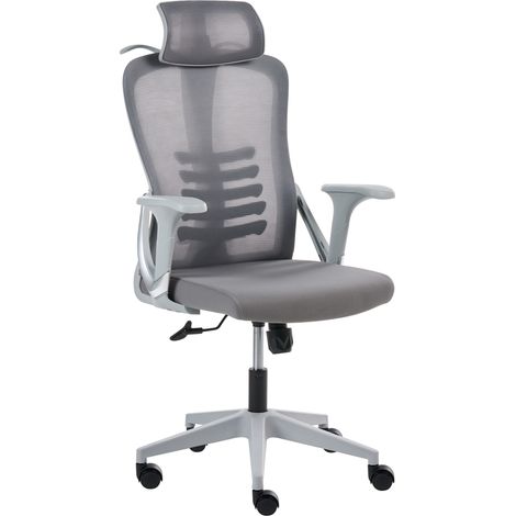 Silla de oficina giratoria ergonómica de malla ruedas de plástico reclinable regulación altura reposabrazos reposacabezas ajustable gris Ergonox