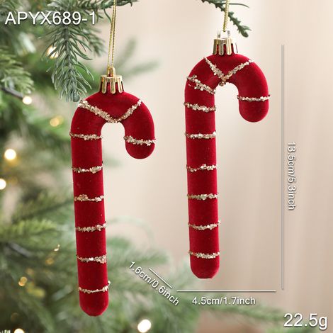 Décoration de Noël en velours rouge bordeaux - Lot de 2 ornements suspendus avec nœuds et détails dorés (1/2)