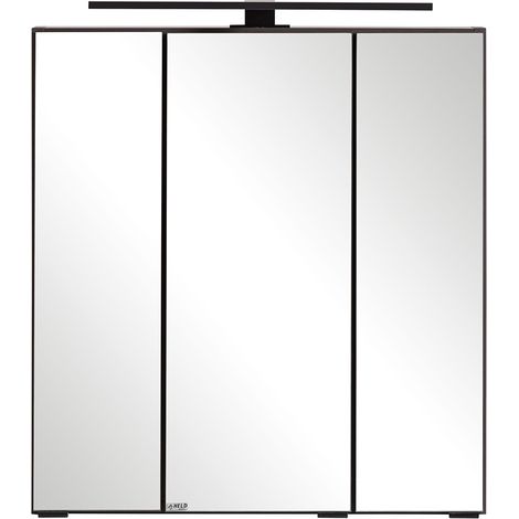 Spiegelschrank 60 cm mit LED-Aufbauleuchte in dunkelgrau MARLING-03, B/H/T ca. 60/64/20 cm (1/5)