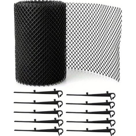 Grille de protection pour gouttière en plastique. 15 cm de large × 20 m de long. avec 30 clous de fixation (1/5)