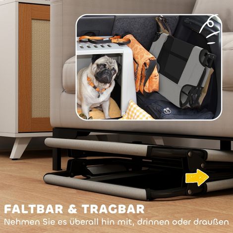 Lit pour chien surélevé pliable, couchage animal extérieur avec filet, gris clair Oxford 75x51x18 cm (1/5)