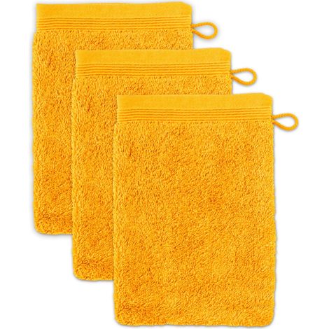 Möve Borsa Superwuschel Guanto da Lavaggio, Cotone, Oro, 15 x 20 cm, 3 unità (1/5)