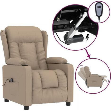 Fauteuil électrique inclinable en similicuir – Couleur Cappuccino – Réglage de l’inclinaison, confort ergonomique, soutien lombaire, idéal pour salon ou bureau (1/5)