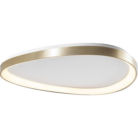 Plafonnier Led Lotus 36W 3000K Or Satiné - Lampe Asymétrique Moderne Ip20 Cri80 Dimmable - Groupe Rossini (1/5)
