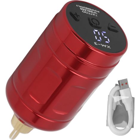 Alimentation sans fil pour tatouage, interface RCA, batterie 2000mAh rechargeable USB, machine à tatouer rouge (1/5)