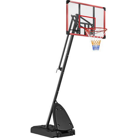 2.4-2.9m Adjustable Basketball Hoop and Stand with Weighted Base-Portable on Wheels-Red (1/5)
