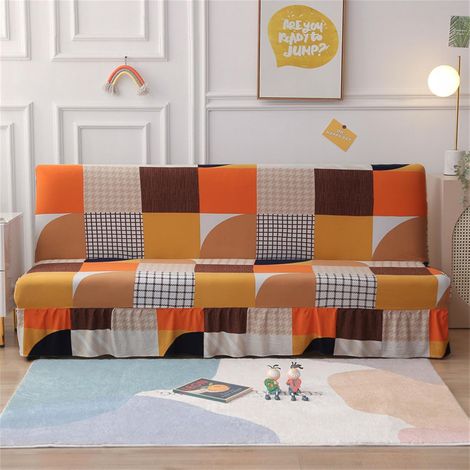 Funda con falda de estilo sencillo, sin reposabrazos, naranja, 155-185 cm (1/5)