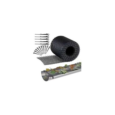 Protection de gouttière en plastique, 18 cm x 8 m, protection robuste en maille pour gouttières, filtre à feuilles, (18 cm x 8 m)  - Crezuo