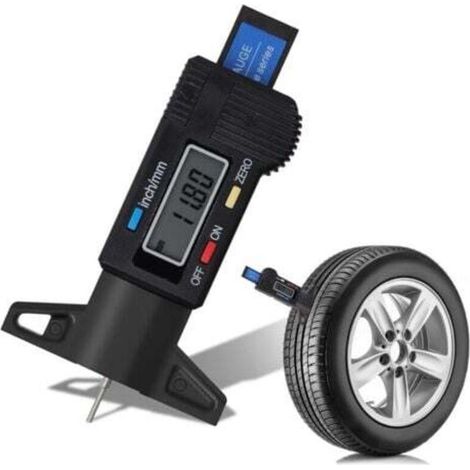 Jauges de Profondeur Pneus Numerique,Jauge de Profondeur Numérique de Pneu Jauge Caliper avec Écran LCD 0-25mm, Noir (1/4)