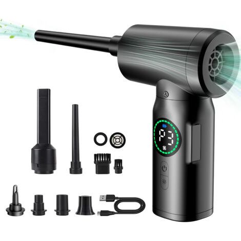 Souffleur air comprimé 100000 tr/min – 3 vitesses – Batterie 7500 mAh – Autonomie jusqu'à 50 min – Accessoires pour claviers et espaces confinés (1/5)