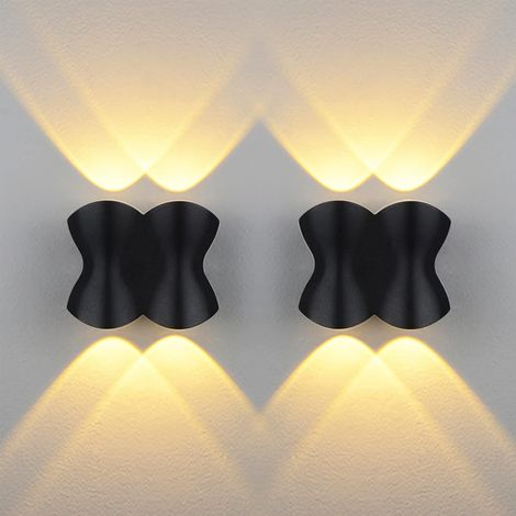 2er-Pack LED-Wandleuchte für den Innen- und Außenbereich, IP54 wasserdicht, 4 W, 220 V, warmweißes Licht, 3200 K (Schwarz)