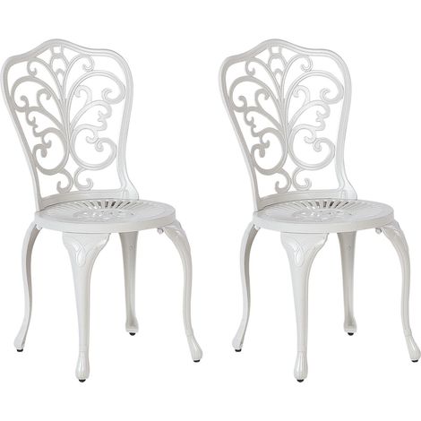 Set di 2 sedie da pranzo vintage da giardino in alluminio bianco sporco Bistro Triora (1/5)