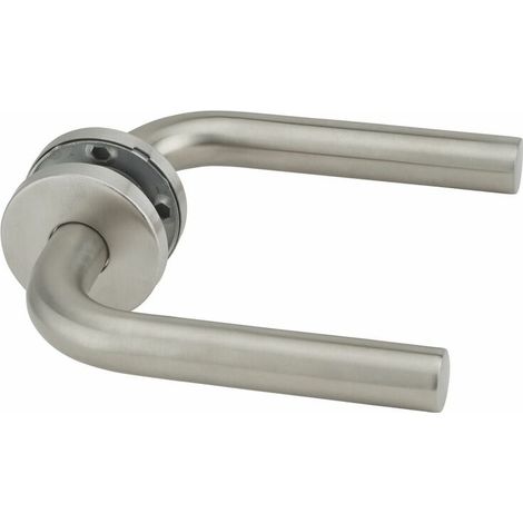 Paire de béquilles pour porte, carré 7x110mm, aspect inox - (1/3)