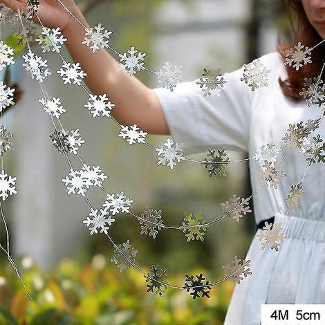 Guirlande de flocons de neige artificiels 3D en papier, décorations de Noël pour la maison. (1/5)