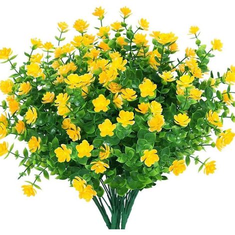 ZOLGINAH Fiori artificiali finti, confezione da 4 eucalipti artificiali da esterno resistenti ai raggi UV, arbusti e piante per interni ed esterni, vasi da appendere, decorazioni per giardino e casa ( (1/5)