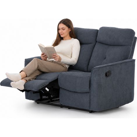 Divano 2 Posti Recliner Manuale Poltrona Reclinabile 2 Posti Grigio 132x96x103cm (1/5)