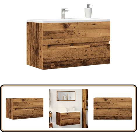 vidaXL Waschbeckenunterschrank Altholz-Optik 90x38,5x45 Holzwerkstoff