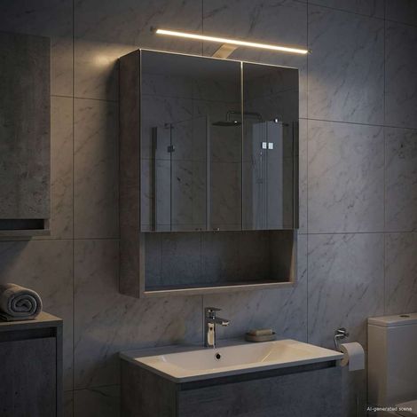 vidaXL Mobiletto per specchio da bagno con lo scaffale Grigio