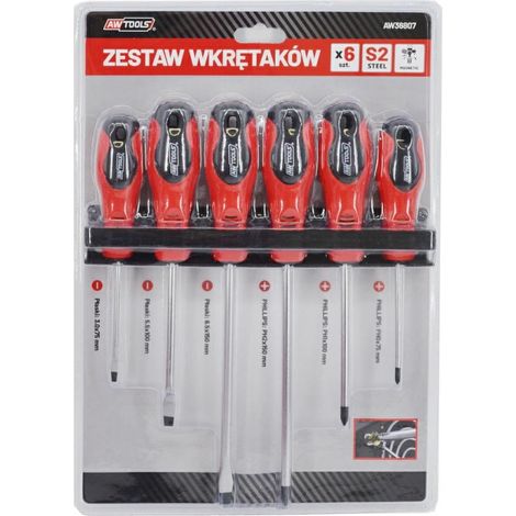 AWTOOLS JUEGO DE DESTORNILLADORES BLISTER S2 / 6 piezas en el colgador