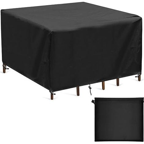 Housses Table de Jardin, 420D Oxford Carre Housse Salon de Jardin Imperméable, Résistance au Vent, Bache Protection Carre Table Jardin Exterieur,90x90x90cm (1/5)