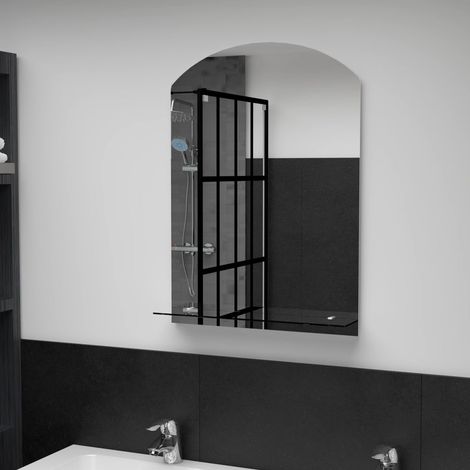 Miroir mural avec étagère Moderne - Miroir de Maquillage - pour Salle de Bain, Salon, Chambre - 50x70 cm Verre trempé Chic-438038 (1/4)