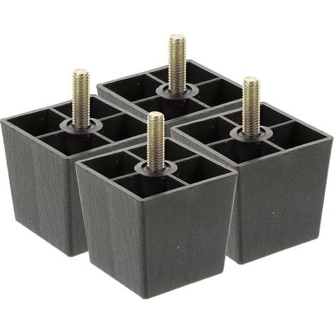 Lot de 4 pieds de rechange carrés pour meubles, pieds surélevés pour armoires, canapés et fauteuils.-8.00X5.20X5.20CM-Black (1/4)