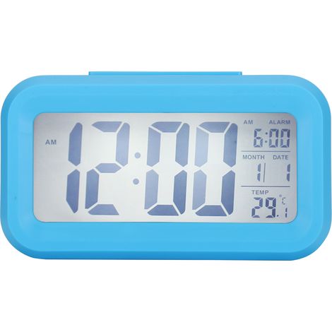 LCD Electronic Clock Large Screen Mute Smart Time Temperature Display Alarm Clock GHY‑501Blue (1/5)