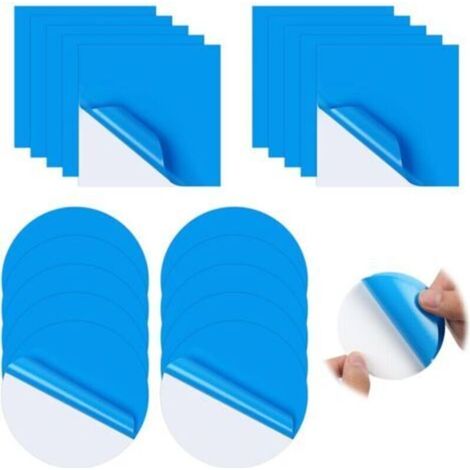 Rustine pour Piscine , Lot de 20 rustines de réparation Autocollantes pour Piscine , Kit de Réparation de Patch en PVC , Rustine Piscine pour réparation de Piscine lit à Eau , 10 carrés 10 Cercles (1/4)