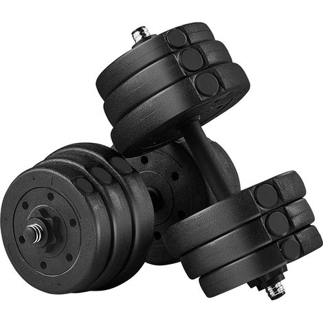 Yaheetech Set 2 Manubri Palestra Casa 12 Piastre Diversi Pesi Coppia Manubrio Regolabile Nero 12 kg