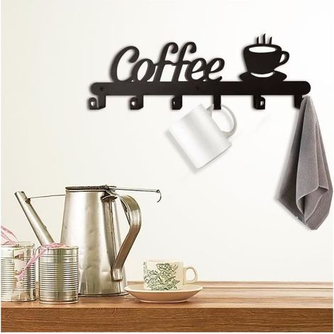The wall-mounted,Porte-tasse to coffee to 6 hooks in the, bracket wall-mounted, organizer of kitchen, shelf of the for the (1/4)