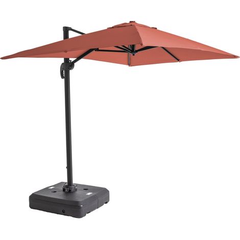 Parasol déporté inclinable 2x3 m et dalle sur roues terracotta