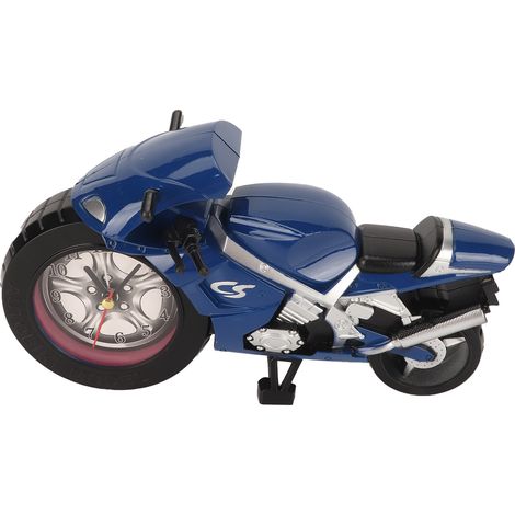 Réveil vintage bleu précis à piles pour moto, élégant et rétro, parfait pour bureau et bar, chronométrage fiable, horloge de table décorative (1/5)