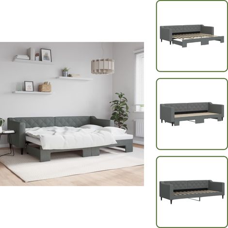 Sofá cama moderno - vidaXL Sofá cama nido tela gris oscuro 80x200 cm - Sofá cama para salón