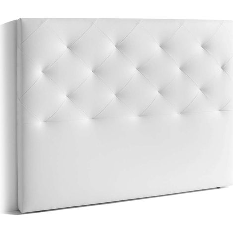 Cabecero Nadia para colchón de 135/140cm tapizado blanco, 150cm(ancho) 120cm(alto) 9cm(fondo) (1/3)