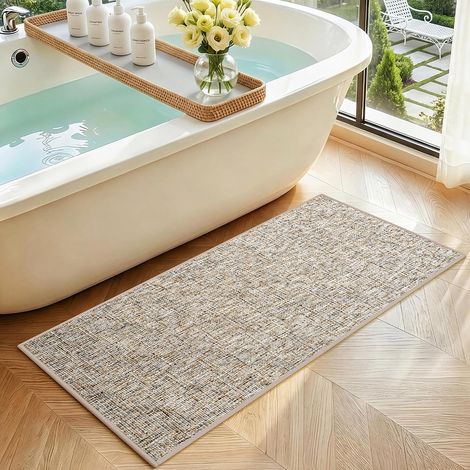 Tapis Salle de Bain Antidérapant 50x110cm, Beige (1/5)