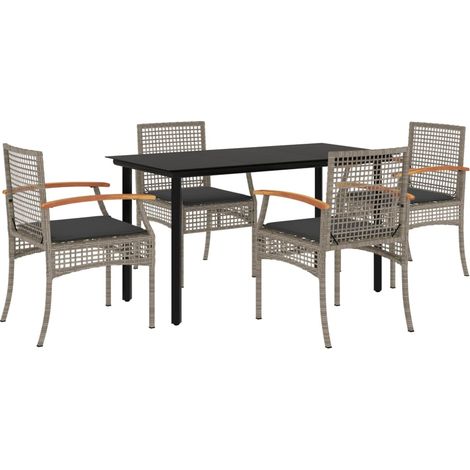 Maison Exclusive - 5-tlg. Garten-Essgruppe mit Kissen Grau Poly R