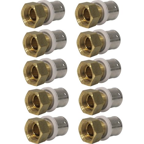 Lot de 10 raccords multicouche à sertir femelle écrou libre (15/21) 1/2" - Ø20x2,0 - MULTIPEX (1/4)