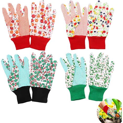 4 Pairs Women's Gardening Gloves, Women's Work Gloves, Comfortable Gardening Gloves with Elastic Cuffs, Non-Slip, Thorn-Resistant, Breathable, for Gardening, Fishing, Camping (1/5)