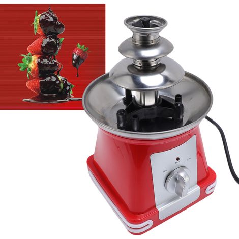 Mini fuente de chocolate eléctrica de acero inoxidable con 3 niveles para fiestas, bodas y cumpleaños, con enchufe europeo de 220 V. (1/5)