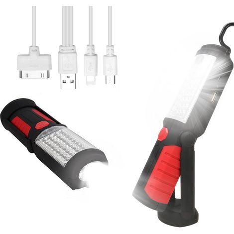 Torcia elettrica, luce da lavoro ricaricabile, potente luce da lavoro ricaricabile, lampada da lavoro a LED per officina con base magnetica, torcia per auto, campeggio ed emergenza (1/5)
