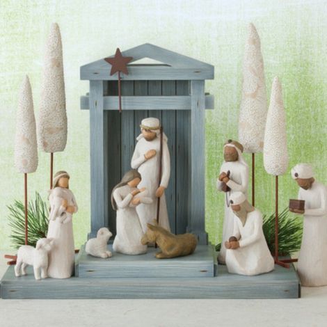 Scène de Noël avec le Père Noël – Décorations de crèche en résine artisanale – Accessoires de Noël uniques pour décoration intérieure (1/3)