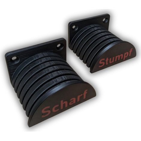 Lot de 2 supports muraux universels pour chaînes de tronçonneuse 1/4", 3/8" et 0.325" - Rangement pour jusqu'à 12 chaînes - Marquage tranchant/émoussé (1/5)